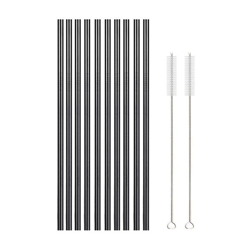 10Pcs Reusable Drinking Straw Metal Straws 304 Stainless Steel Straws Set with Brush Bar Cocktail Straw for Glasses Drinkware