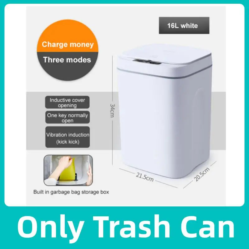 12-16L Smart Trash Can Automatic Sensor Dustbin Electric Waste Bin Waterproof Wastebasket For Kitchen Bathroom Recycling Trash