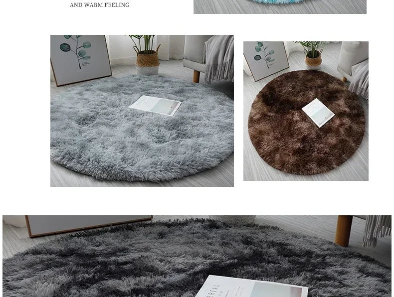 Super Soft Plush Round Rug Mat Fluffy White Carpets For Living Room Home Decor Bedroom Kid Room Decoration Salon Thick Pile Rug