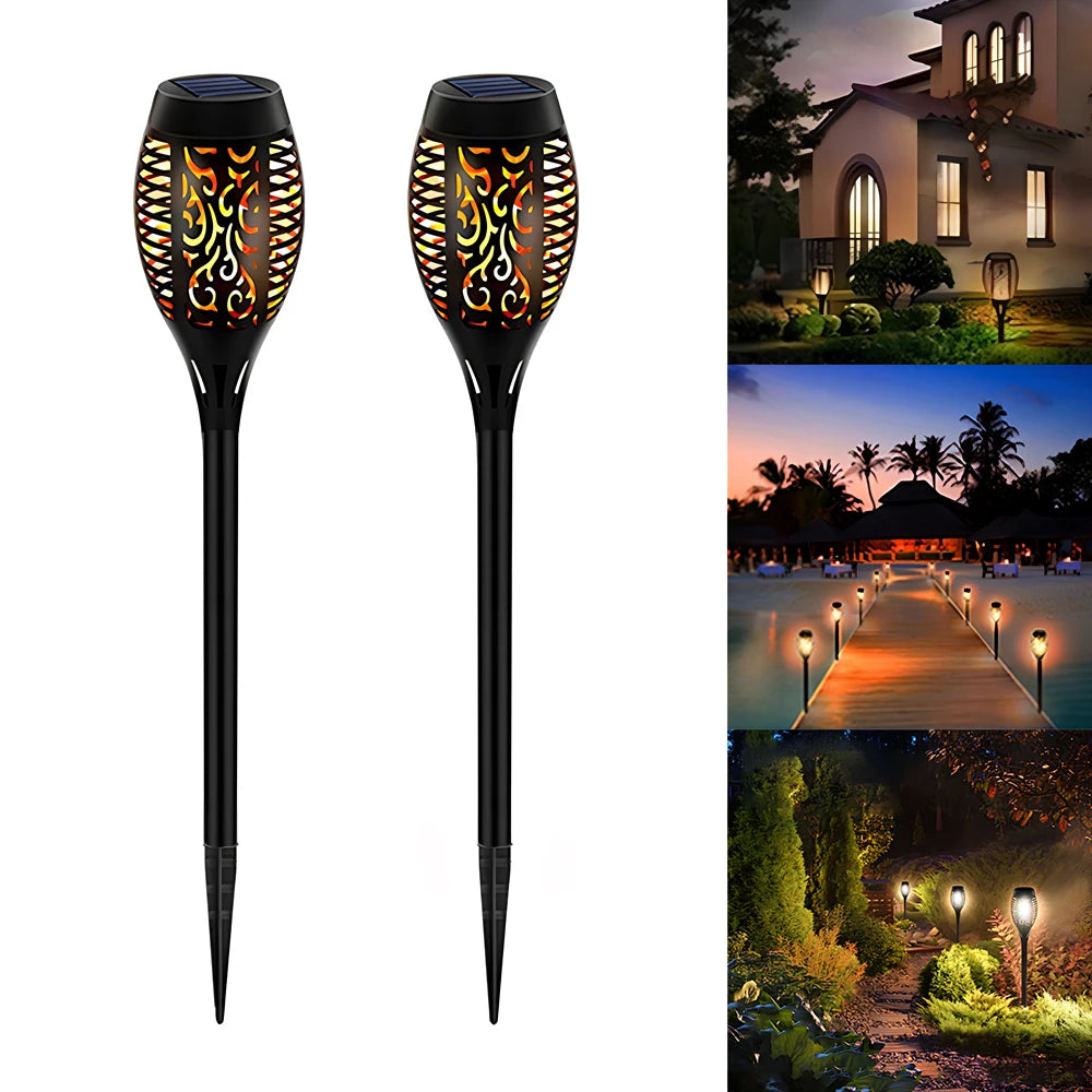 1/2/4/8Pcs Solar Flame Lights 12LED Bulbs Flickering Waterproof Garden Decoration Outdoor Lawn Path Yard Patio night Floor Lamps