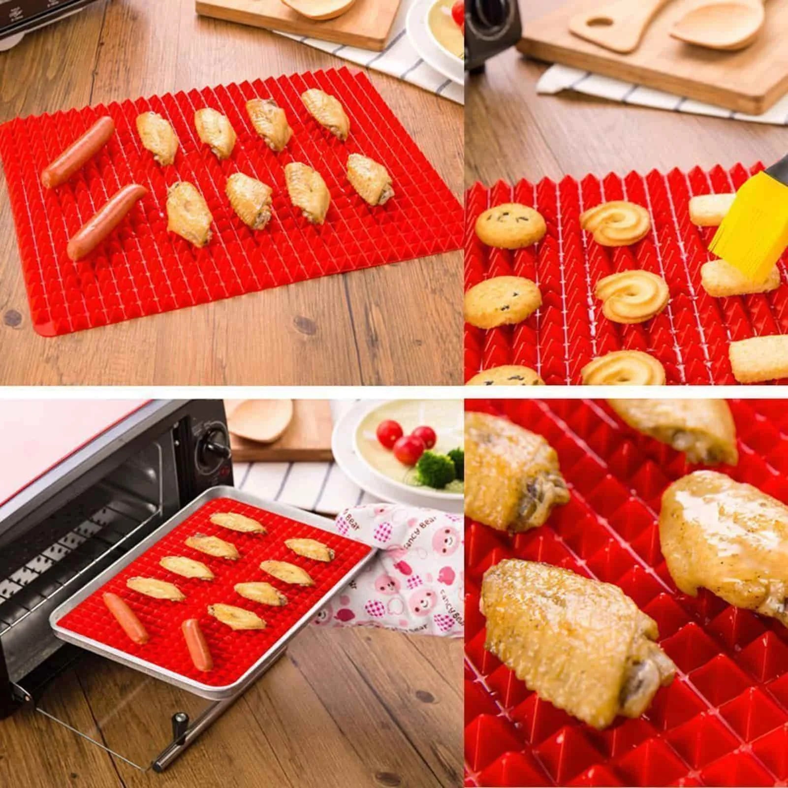 Pyramid Raised Silicone Mat Oven Baking And Roasting Superb Non-Stick Food Grade Silicone For Oven Grilling BBQ Kitchen Tools