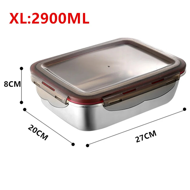 304 Stainless Steel Food Lunch Bento Box Sealed Leakproof Travel Storage Box Household Pickle Box Microwave Heating Lunchboxs