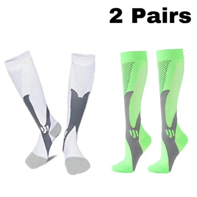 2 Pairs Running Men Compression Socks Fit Varicose Veins Football Soccer Stockings 30 Mmhg Atheletic Men Women Sports Socks