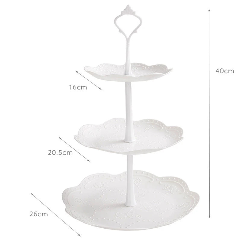 3 Tier Cake Stand Display White Rack Afternoon Tea Wedding Cupcake Plate Party Tableware Xmas Birthday Decoration Dessert Holder