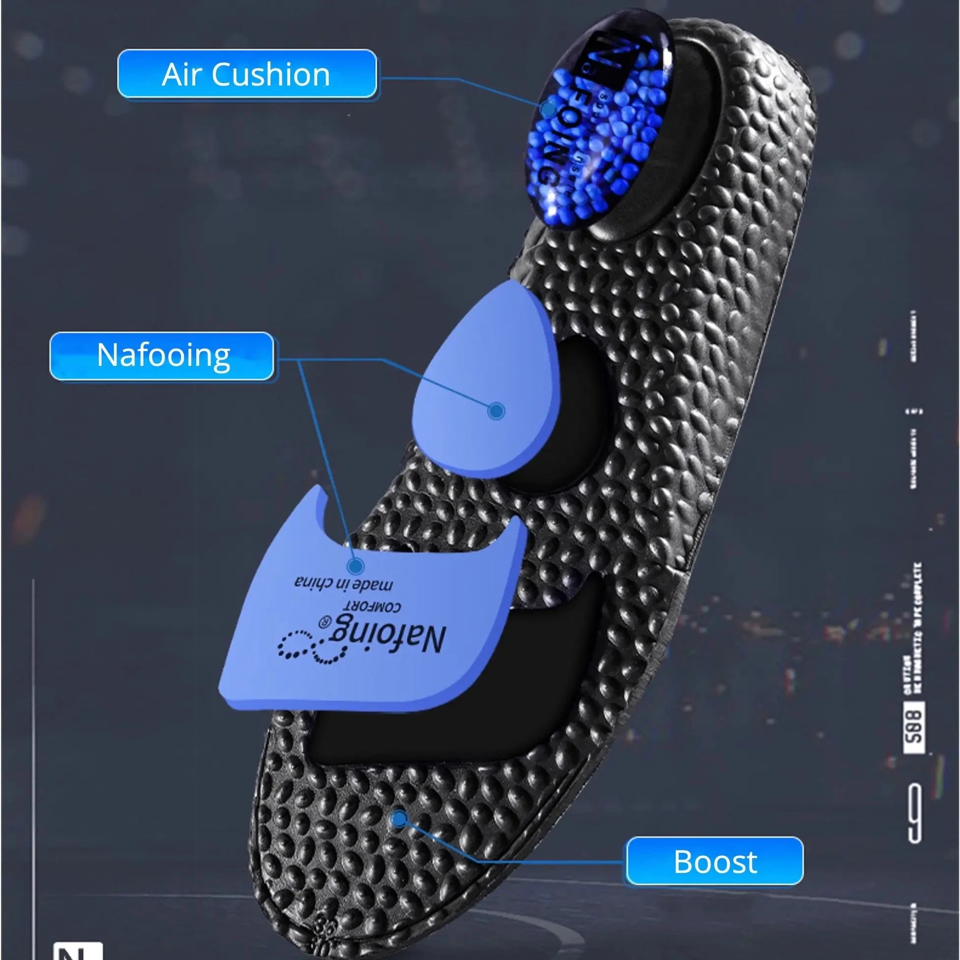 1Pair NAFOING Boost Sport Insoles Men's Women's Sneaker Insoles Super Soft Bottoms Air Cushioning For Shock Absorption Comfort