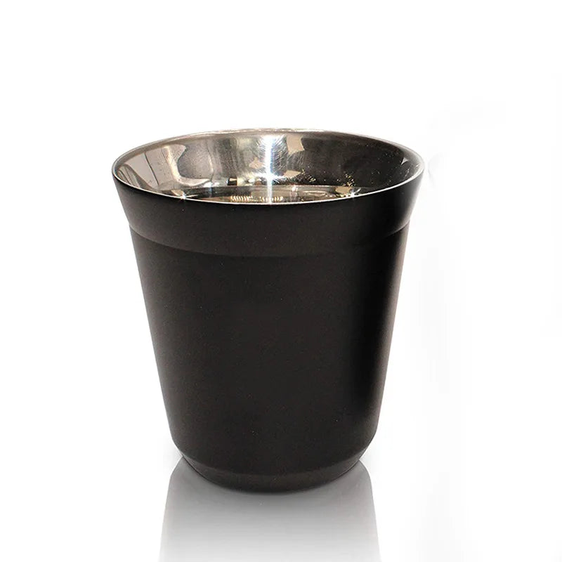 Double Wall Insulated Stainless Steel Espresso Cup Capsule Coffee Mug Metal Drinking Demitasse Cup For Home Indoor or Outdoor