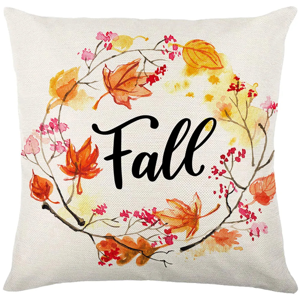 Thanksgiving Waterproof Cushion Cover 45X45 Autumn Maple Leaf Pumpkin Pillowcase Decorative Sofa Cushions Pillow Covers