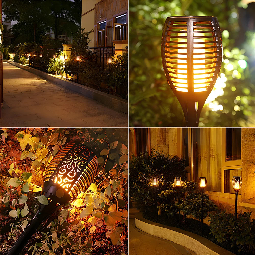 1/2/4/8Pcs Solar Flame Lights 12LED Bulbs Flickering Waterproof Garden Decoration Outdoor Lawn Path Yard Patio night Floor Lamps