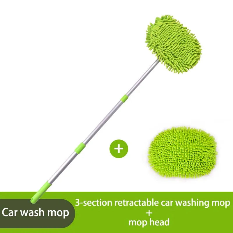 LEIBOO Car Cleaning Brush Detailing Super Absorbent Car Wash Brush Adjustable Telescoping Long Handle Clean Mop Auto Accessories