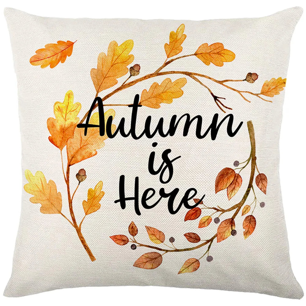 Thanksgiving Waterproof Cushion Cover 45X45 Autumn Maple Leaf Pumpkin Pillowcase Decorative Sofa Cushions Pillow Covers