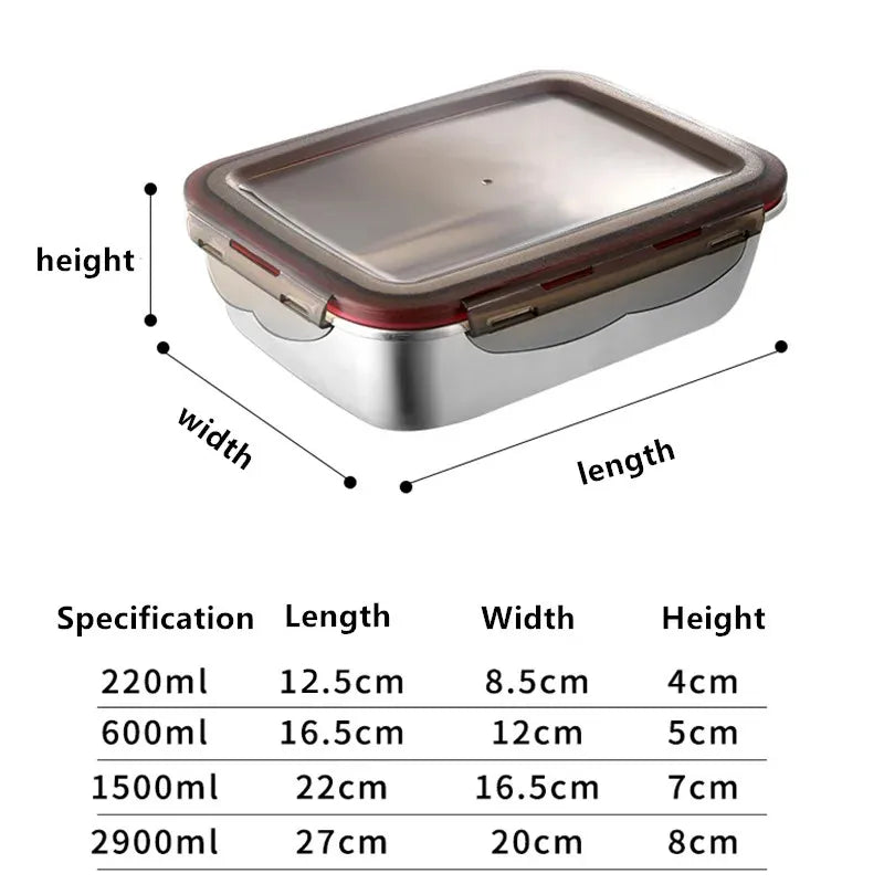 304 Stainless Steel Food Lunch Bento Box Sealed Leakproof Travel Storage Box Household Pickle Box Microwave Heating Lunchboxs