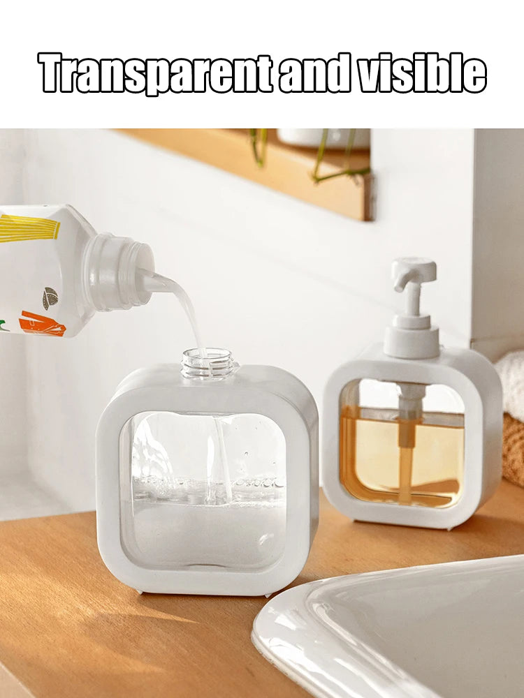 A large-capacity soap dispenser bottle, transparent visible plastic press bottle, suitable for travel, kitchen, bathroom