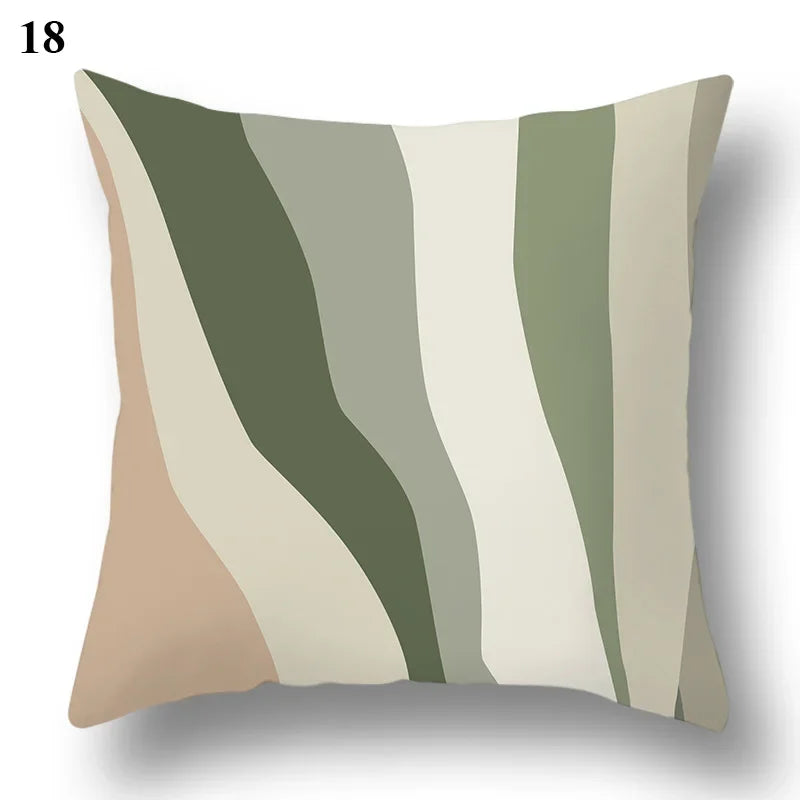 Green leaf geometric printing pattern series decorative home pillowcase square office decorative cushion cover