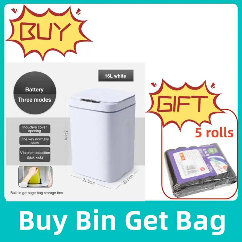 12-16L Smart Trash Can Automatic Sensor Dustbin Electric Waste Bin Waterproof Wastebasket For Kitchen Bathroom Recycling Trash