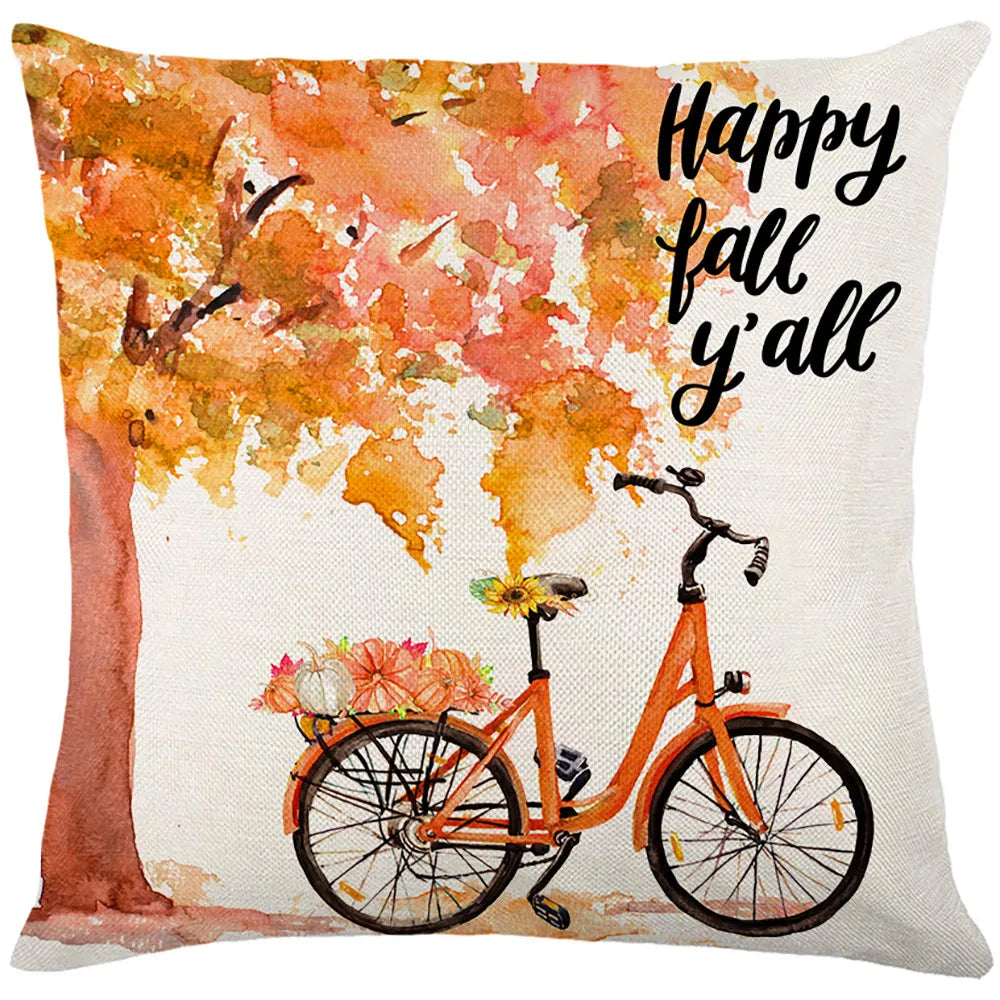 Thanksgiving Waterproof Cushion Cover 45X45 Autumn Maple Leaf Pumpkin Pillowcase Decorative Sofa Cushions Pillow Covers