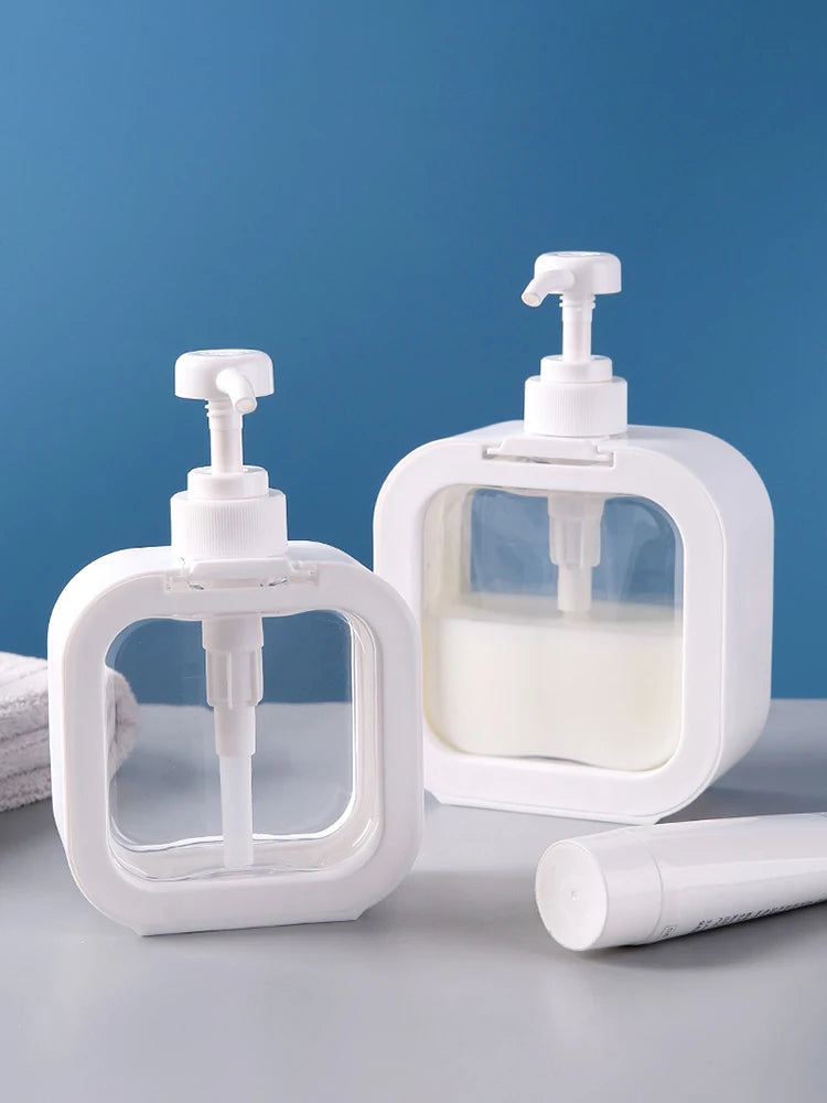 A large-capacity soap dispenser bottle, transparent visible plastic press bottle, suitable for travel, kitchen, bathroom