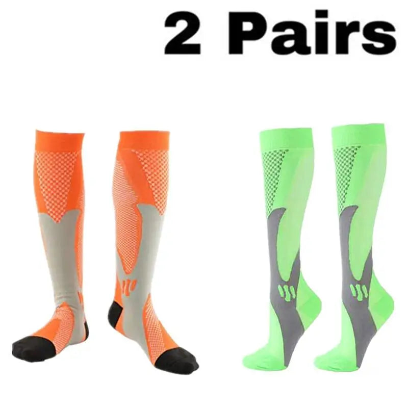 2 Pairs Running Men Compression Socks Fit Varicose Veins Football Soccer Stockings 30 Mmhg Atheletic Men Women Sports Socks