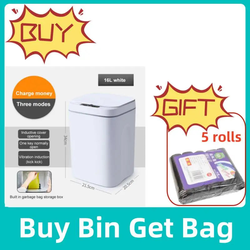 12-16L Smart Trash Can Automatic Sensor Dustbin Electric Waste Bin Waterproof Wastebasket For Kitchen Bathroom Recycling Trash