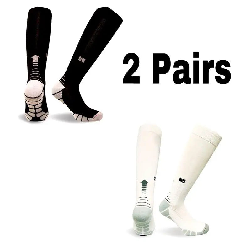 2 Pairs Running Men Compression Socks Fit Varicose Veins Football Soccer Stockings 30 Mmhg Atheletic Men Women Sports Socks