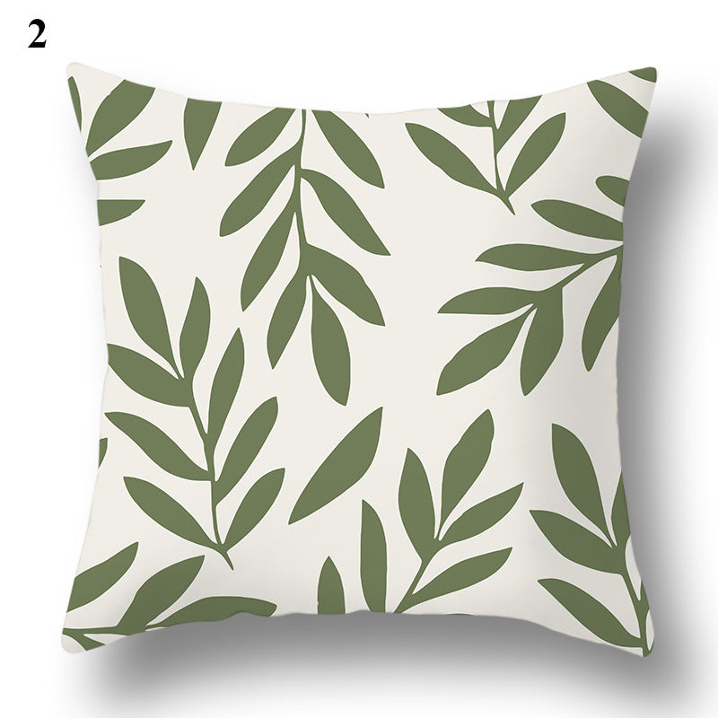 Green leaf geometric printing pattern series decorative home pillowcase square office decorative cushion cover