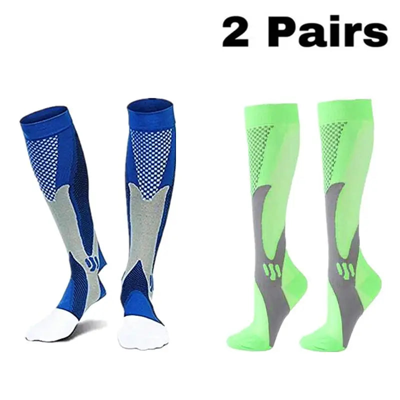 2 Pairs Running Men Compression Socks Fit Varicose Veins Football Soccer Stockings 30 Mmhg Atheletic Men Women Sports Socks