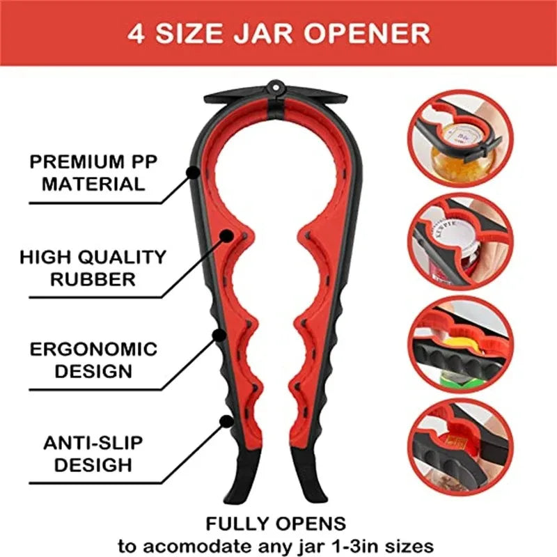 Can Opener Multi Functional Four In One Beverage Bottle Opener Cap Twister Four Position Can Opener Anti Slip Cap Twister