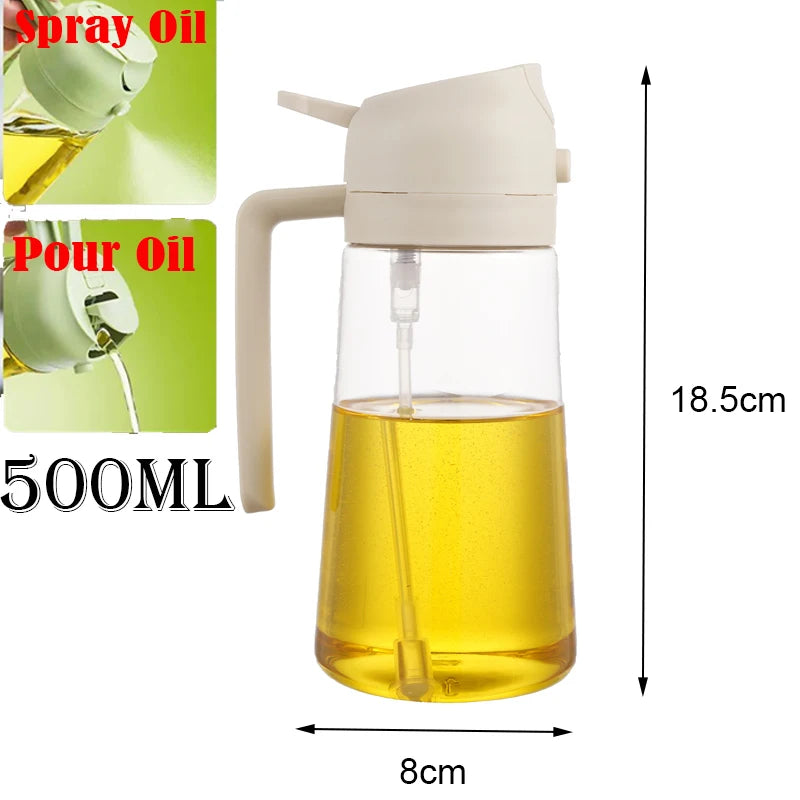 2in1 500ml Plastic Spray Oil Sprayer Bottle Spray Oil Dispenser Oil Jar Cruet BBQ Kitchen Baking Roasting Picnic Kitchen Tool