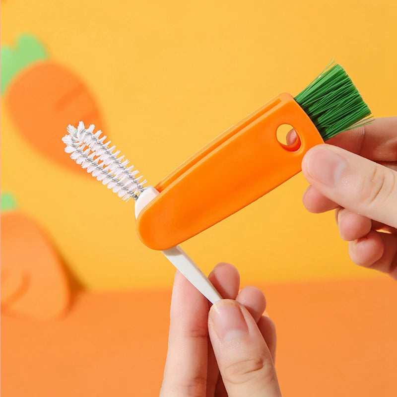 Cup Cleaning Brush 3 In 1 Multi-functional Cup Mouth Scrubber Rotatable Kitchen Cleaning Brush Gadgets Cup Lid Cleaner