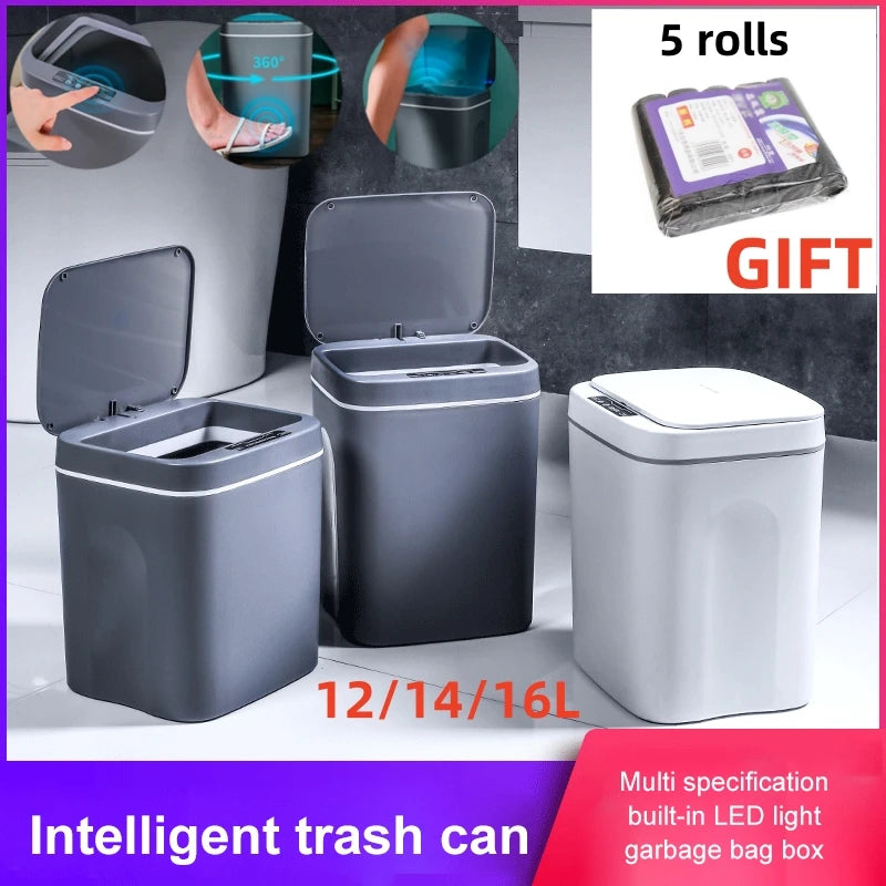 12-16L Smart Trash Can Automatic Sensor Dustbin Electric Waste Bin Waterproof Wastebasket For Kitchen Bathroom Recycling Trash