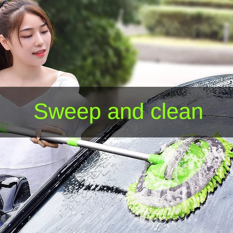 LEIBOO Car Cleaning Brush Detailing Super Absorbent Car Wash Brush Adjustable Telescoping Long Handle Clean Mop Auto Accessories