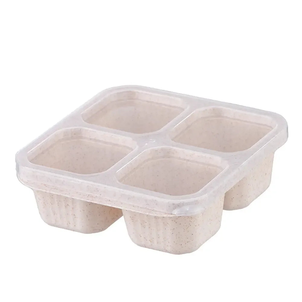 4 Grid Snack Containers Reusable Meal Prep Lunch Containers Portable for Kids and Adults Home Snack Storage Bottles Kitchen Tool