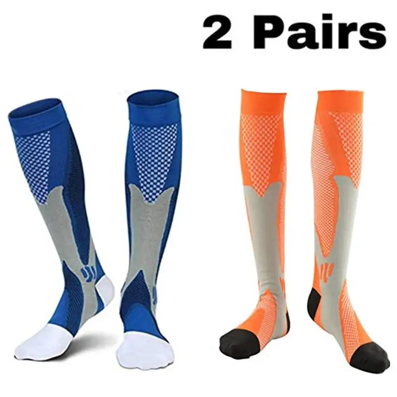 2 Pairs Running Men Compression Socks Fit Varicose Veins Football Soccer Stockings 30 Mmhg Atheletic Men Women Sports Socks