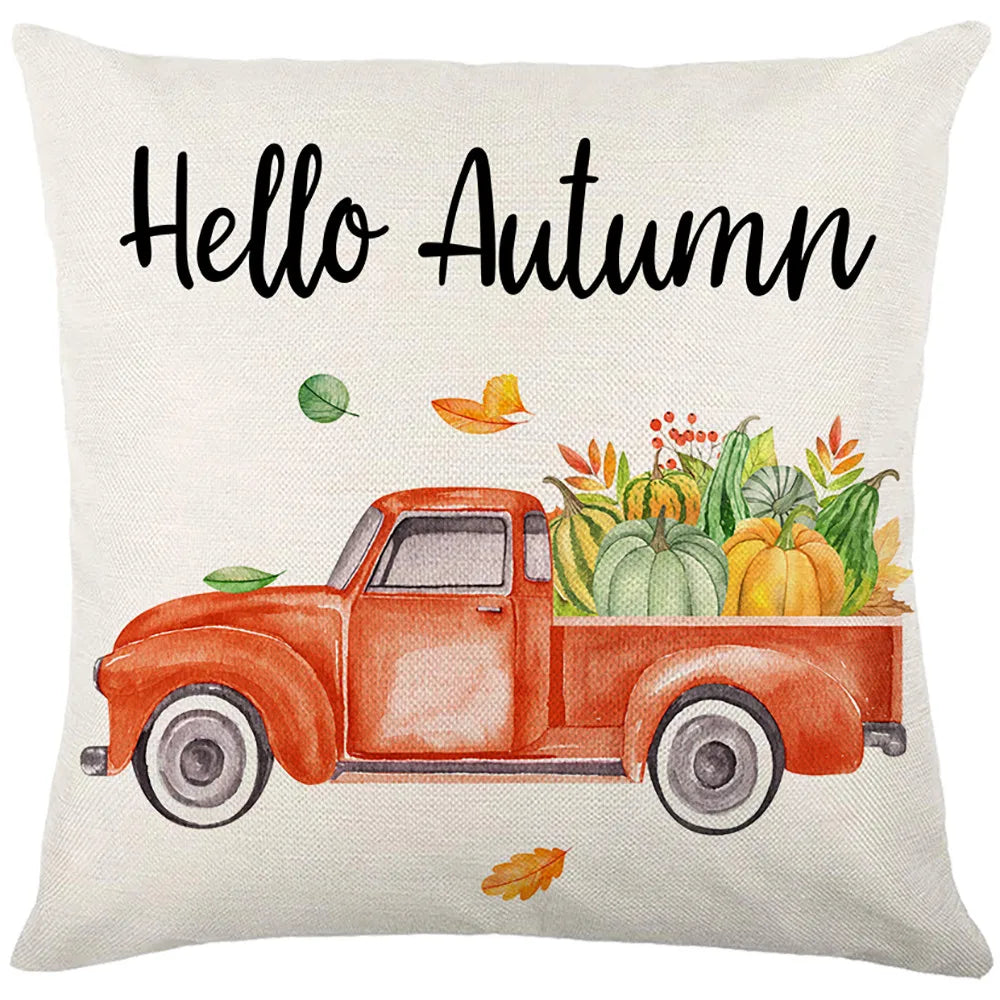 Thanksgiving Waterproof Cushion Cover 45X45 Autumn Maple Leaf Pumpkin Pillowcase Decorative Sofa Cushions Pillow Covers