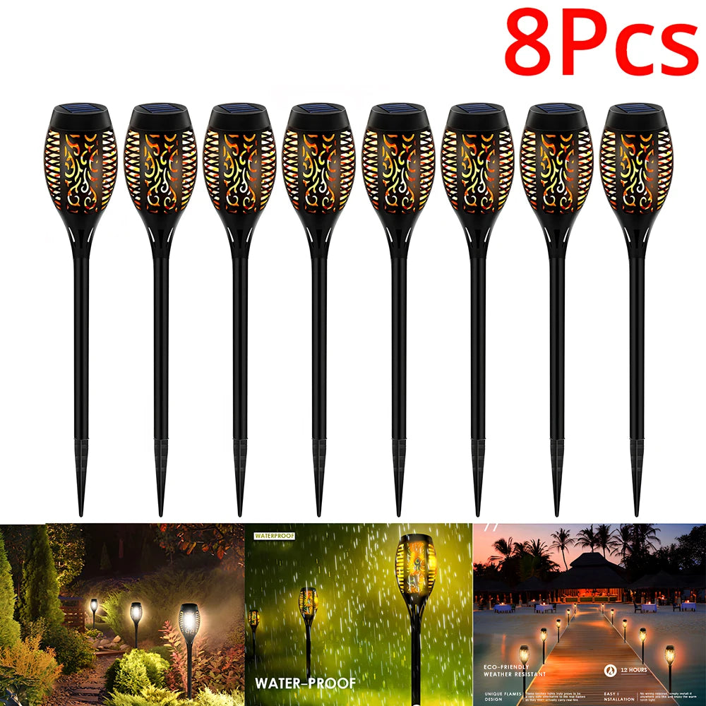 1/2/4/8Pcs Solar Flame Lights 12LED Bulbs Flickering Waterproof Garden Decoration Outdoor Lawn Path Yard Patio night Floor Lamps