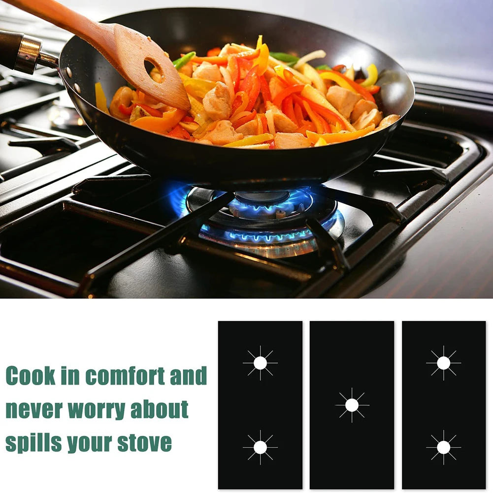 1 Set 5-Hole Gas Stove Pad Protective Cover Kitchen Cleaning Anti-dirty Non-stick Pad Reusable Stovetop Scratch Protector Pads