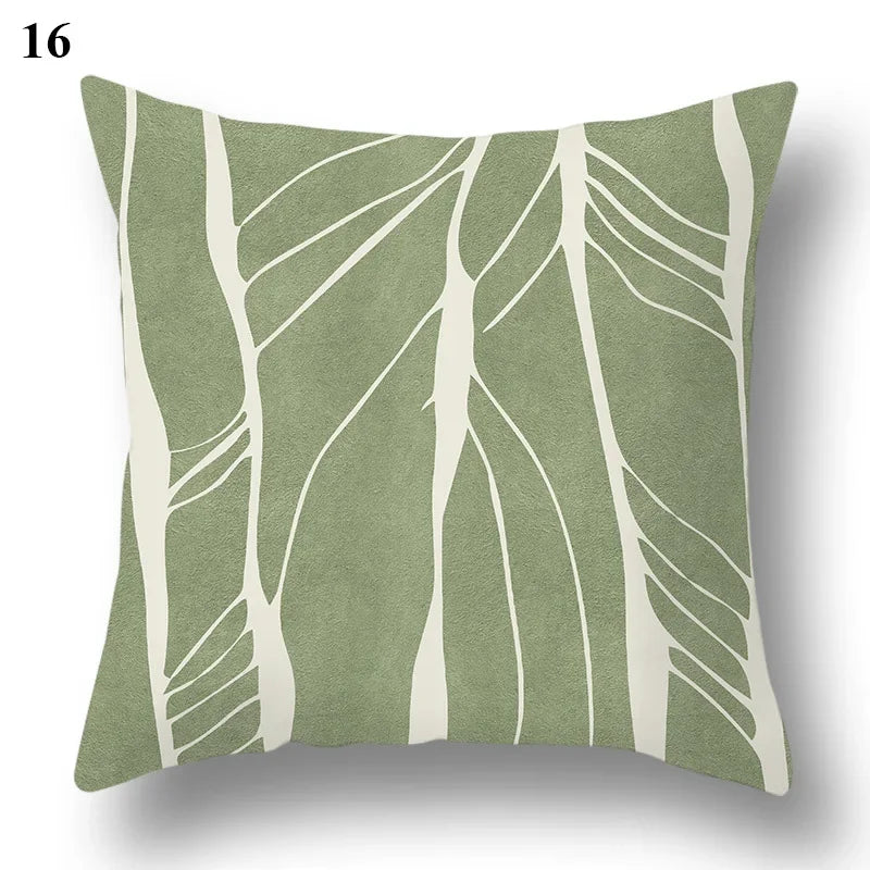 Green leaf geometric printing pattern series decorative home pillowcase square office decorative cushion cover