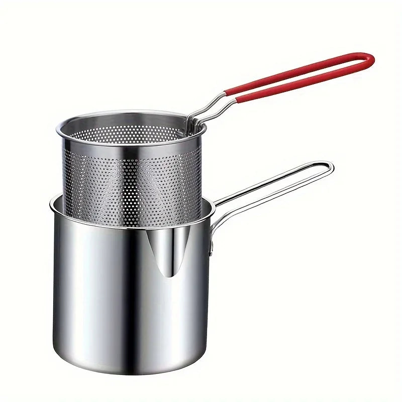 Stainless Steel Deep Fryer With Frying Basket Multifunctional Small Pot Kitchen Specific Frying Chicken And Other Cooking Tools