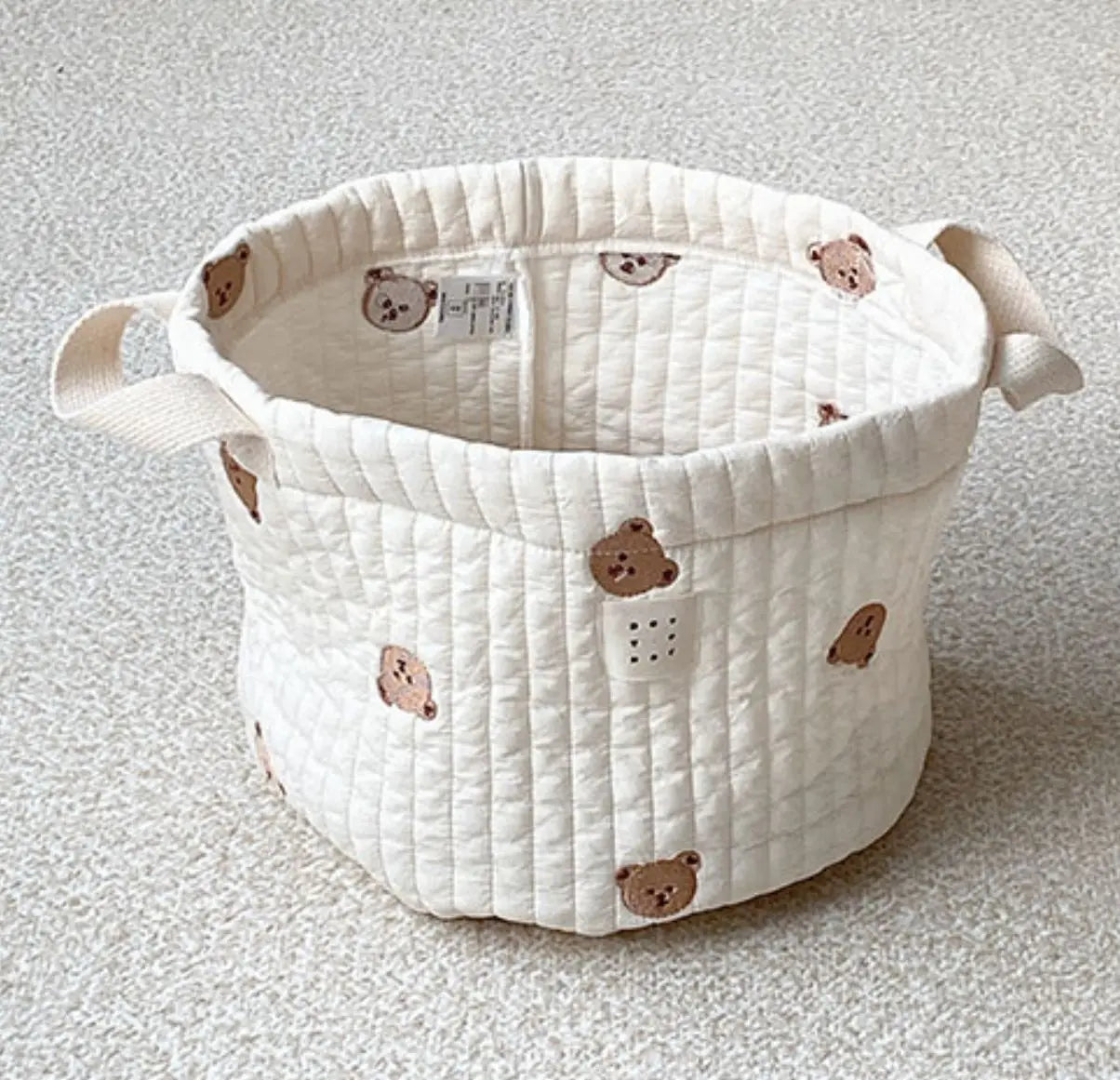 Beige Cotton Embroidery Baby Diaper Clothes Toys Organizing Bag Crib Storage Bag Multi-Purpose Storage Basket 1 Piece