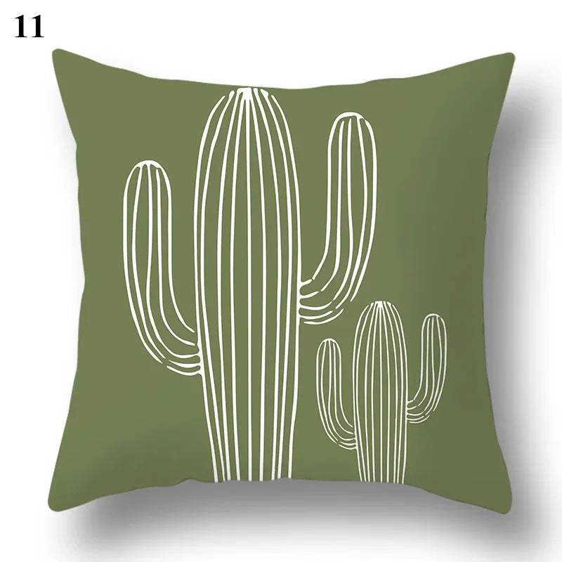 Green leaf geometric printing pattern series decorative home pillowcase square office decorative cushion cover