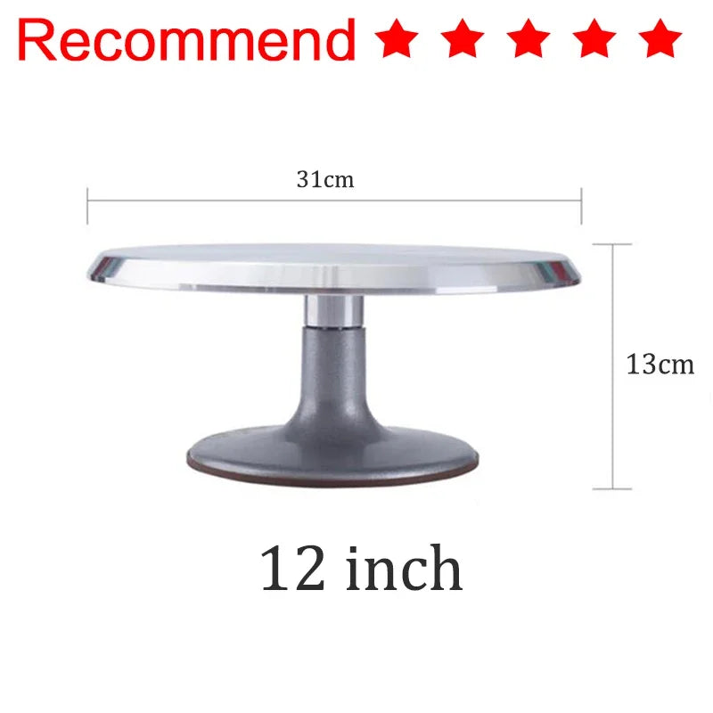 8-12inch 360°Aluminum Alloy Turntable Decorating Mouth Scraper Set Rotating Cake Table Maker Tool Baking Stand Platform Rotating