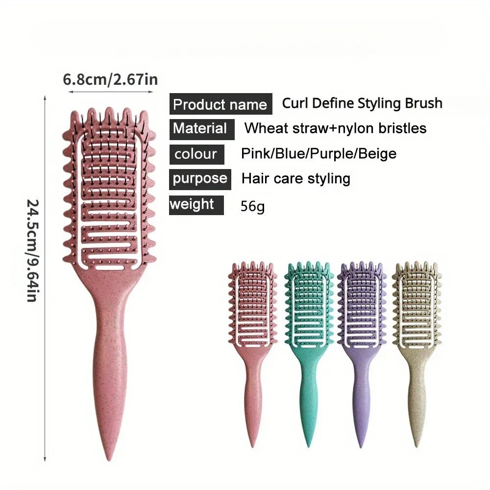 3 in 1 Curl Define Styling Brush Hollow Out Detangling Hair Brush Tangled Hair Comb Shaping Defining Curls Barber Styling Tools