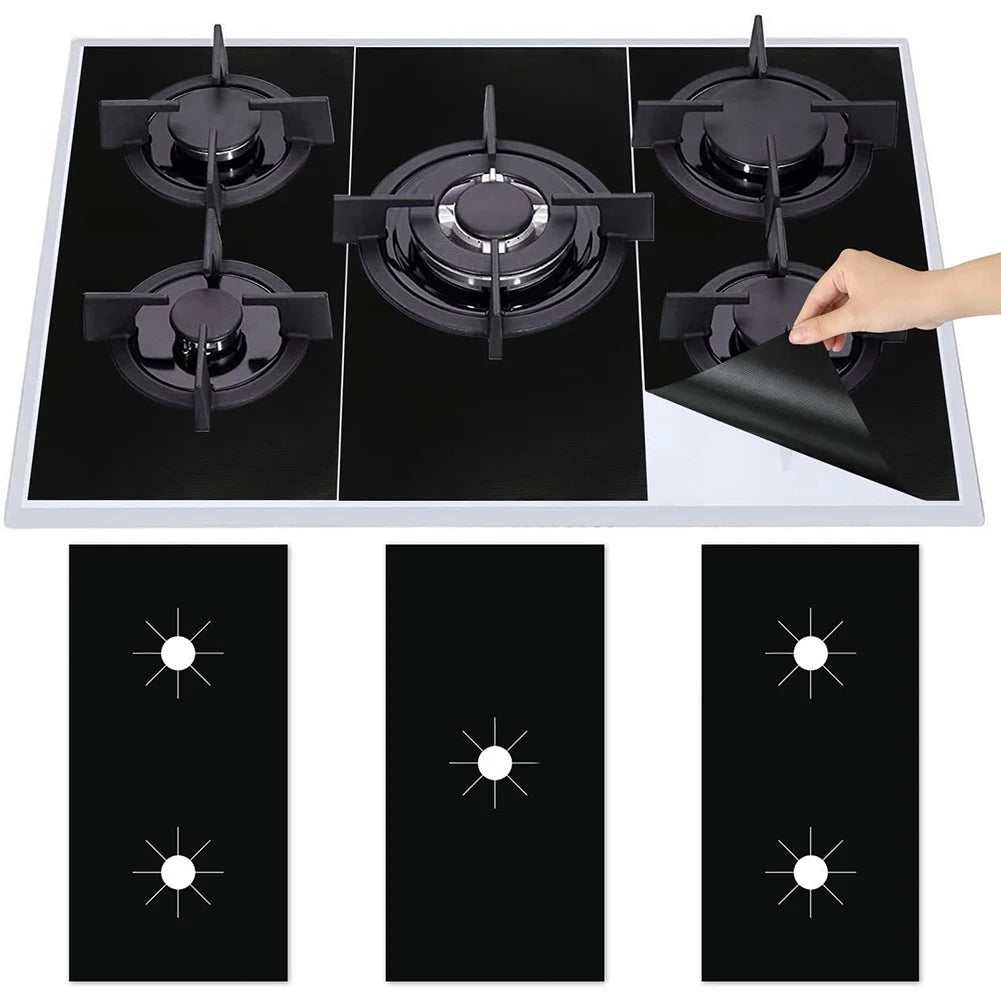 1 Set 5-Hole Gas Stove Pad Protective Cover Kitchen Cleaning Anti-dirty Non-stick Pad Reusable Stovetop Scratch Protector Pads