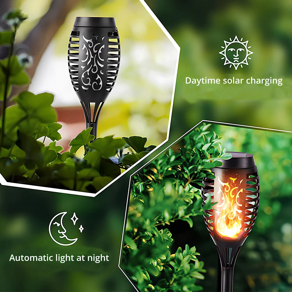 1/2/4/8Pcs Solar Flame Lights 12LED Bulbs Flickering Waterproof Garden Decoration Outdoor Lawn Path Yard Patio night Floor Lamps