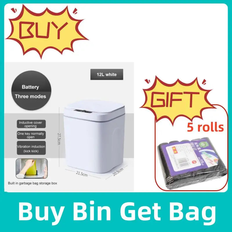 12-16L Smart Trash Can Automatic Sensor Dustbin Electric Waste Bin Waterproof Wastebasket For Kitchen Bathroom Recycling Trash