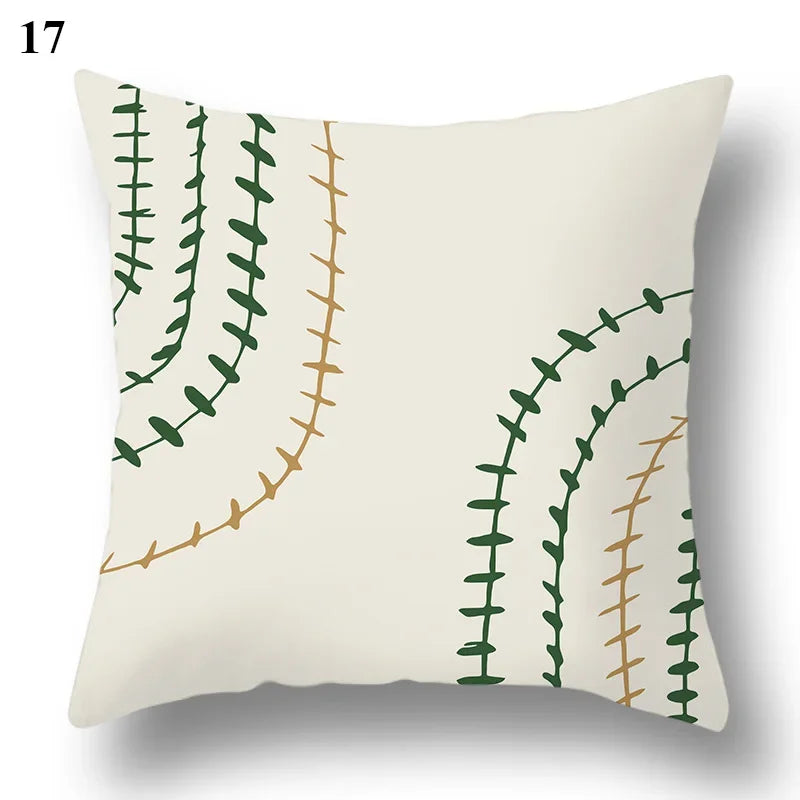 Green leaf geometric printing pattern series decorative home pillowcase square office decorative cushion cover