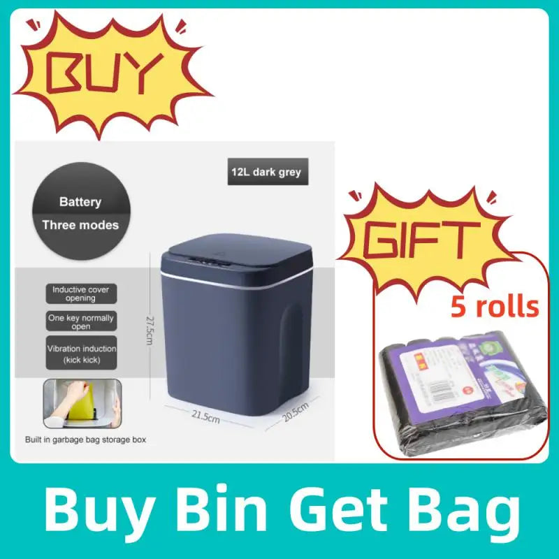 12-16L Smart Trash Can Automatic Sensor Dustbin Electric Waste Bin Waterproof Wastebasket For Kitchen Bathroom Recycling Trash