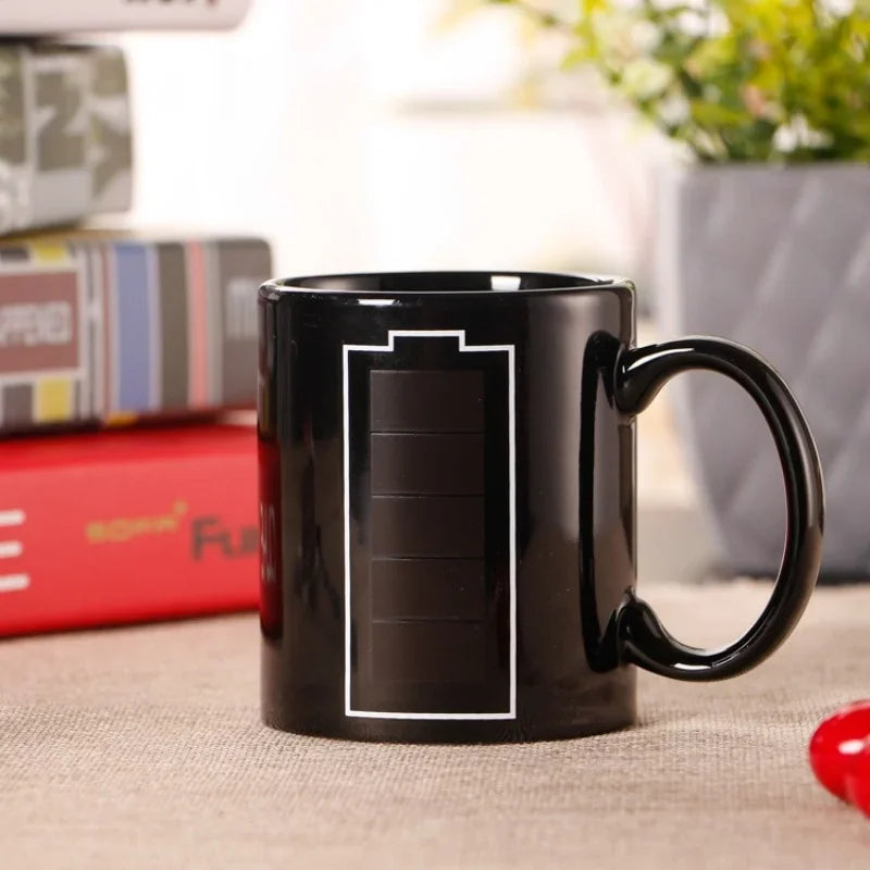 1Pcs Color Changing Cup Battery Pattern Ceramic Heat Sensitive Color Changing Mug Anti-scald Coffee Tea Milk Mugs Couples Cups