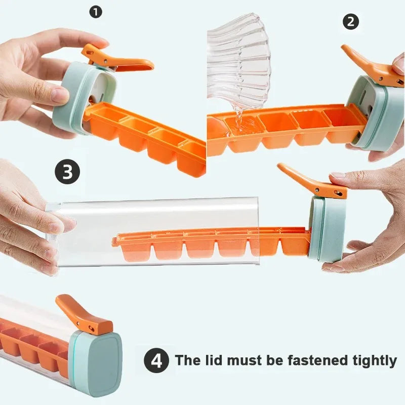 Creativity Ice Cube Tray Easy Demould Ice Maker with Handle Single Hand Press Ice Cube Mold Whiskey Cocktail Drink Ice Box