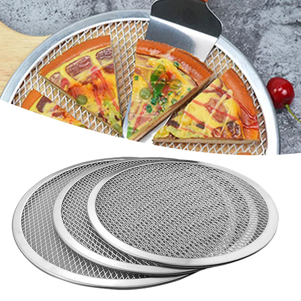 Non Stick Pizza Screen Pan Baking Tray Aluminium Pizza Metal Net Bakeware Pofessional Pizza Grill Net Kitchen Tool 6-14inch