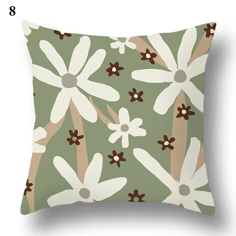 Green leaf geometric printing pattern series decorative home pillowcase square office decorative cushion cover